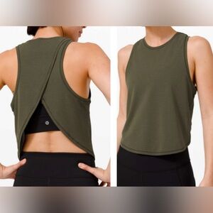 Lululemon Fast as Light Crop Tank Mesh Camo Green /Size 2